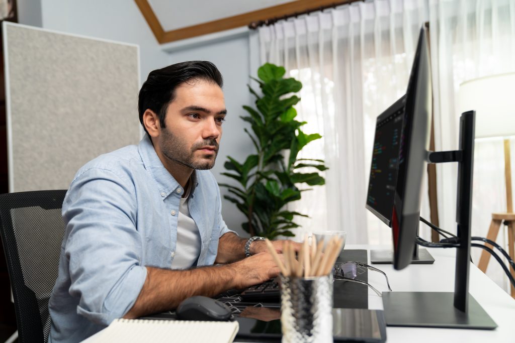 Developer working on a strategic data governance project